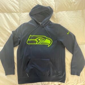 Men's Navy Blue Seahawk Hoodie with Green Logo size large